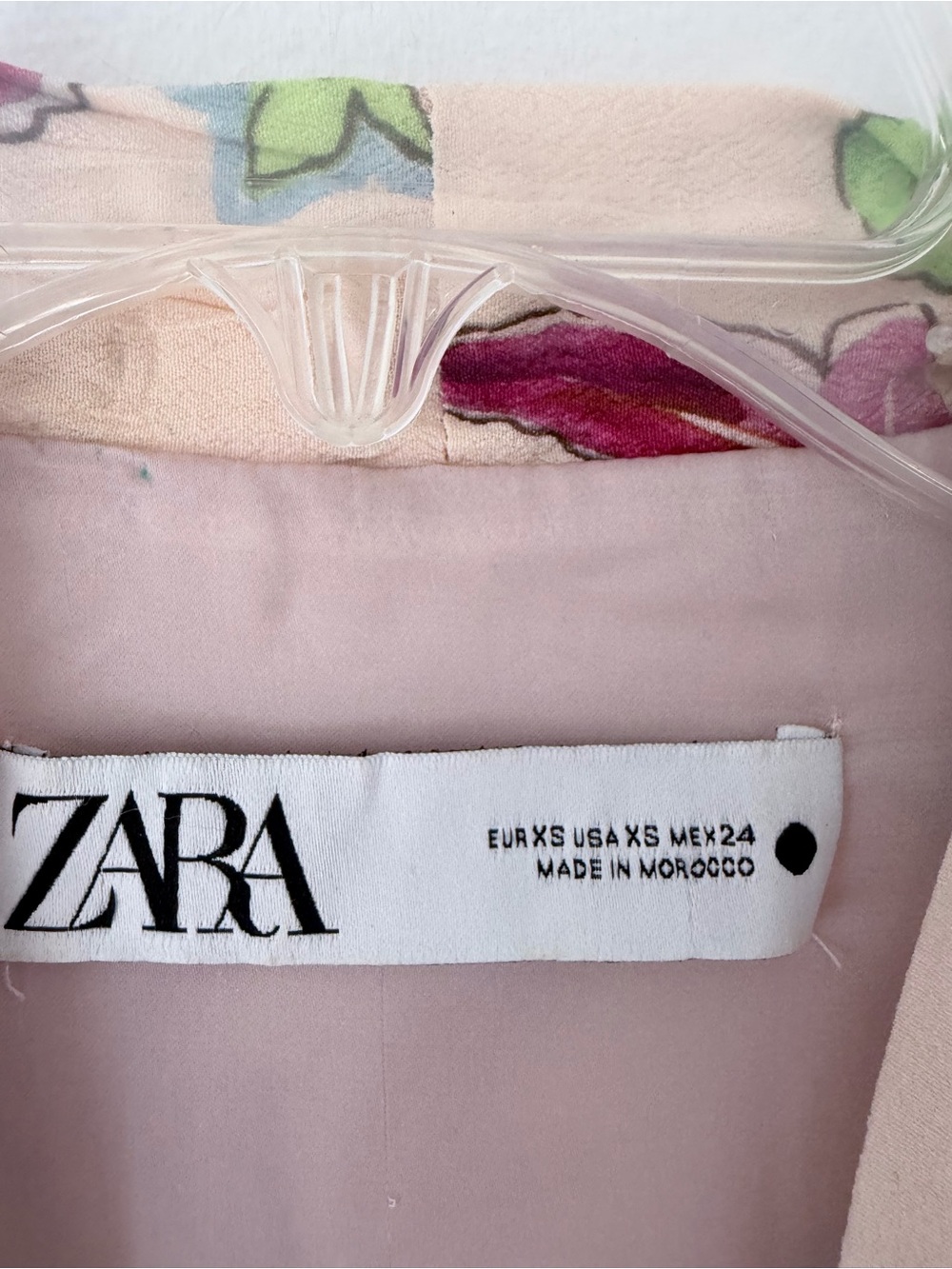Zara Blush Pink Open Floral Belted Kimono Robe Duster size XS Side Slits - Picture 11 of 11